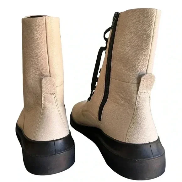 ECCO WOMEN'S NOUVELLE LACE BOOT LimeStone Side Zip Leather EU 41 US 10/10.5 - Picture 10 of 16